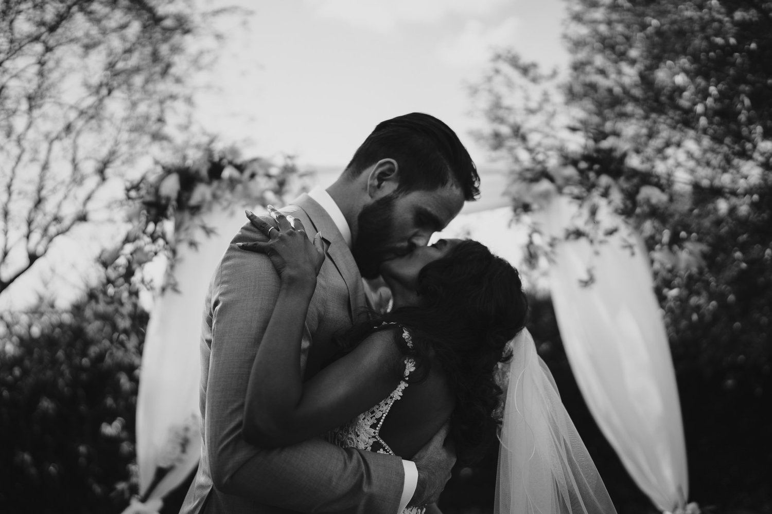beautiful romantic wedding photography amsterdam couple just married first kiss
