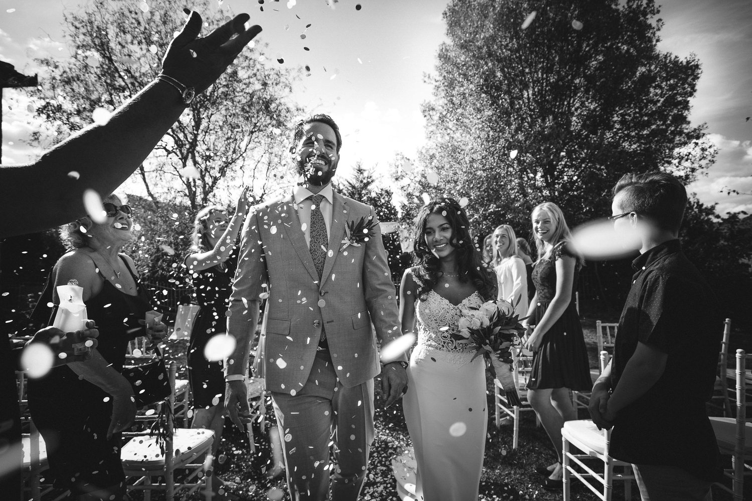 best amsterdam wedding photographer mark hadden - just married couple in confetti