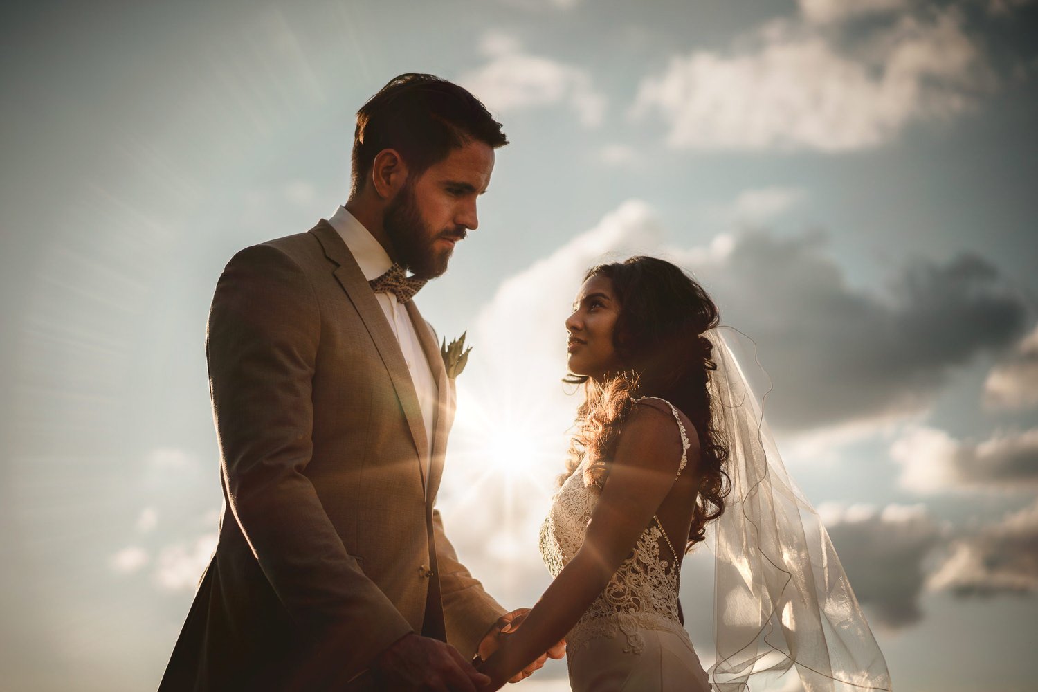 romatic wedding photography from mark hadden of amsterdam - couple at sunset with love