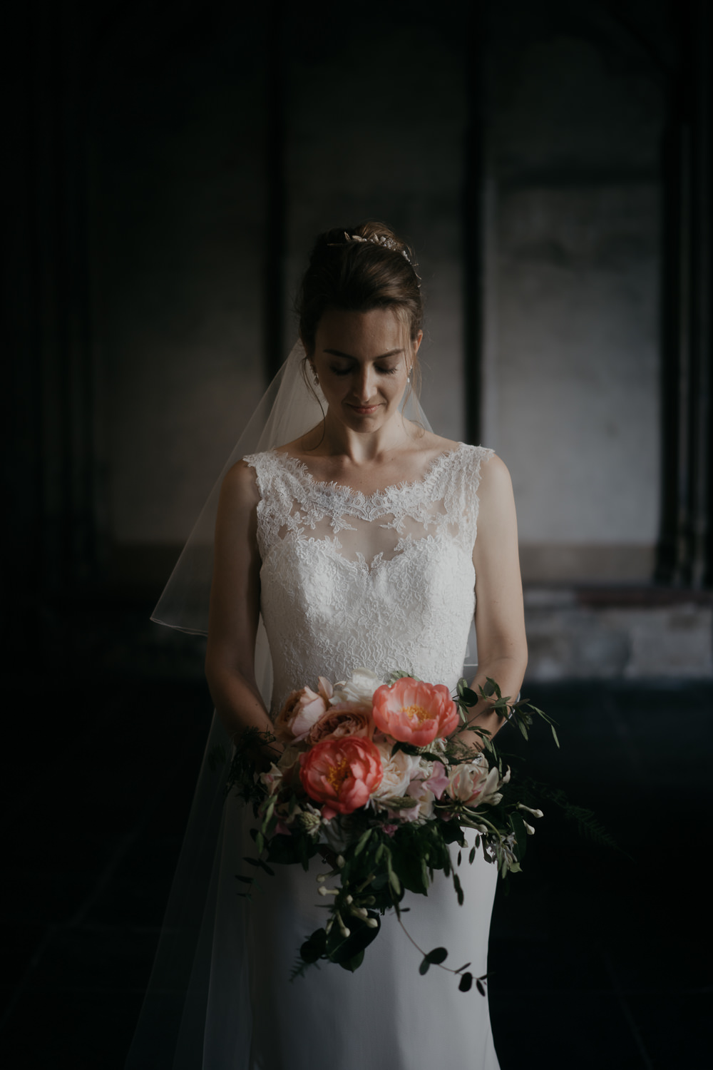 bridal portrait in the dom tower utrecht by mark hadden amsterdam wedding photographer