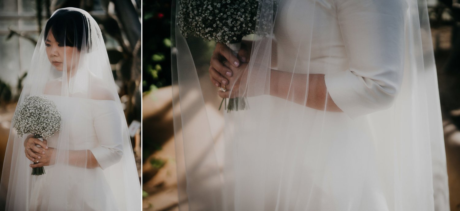 portrait bride wedding in botanical garden amsterdam