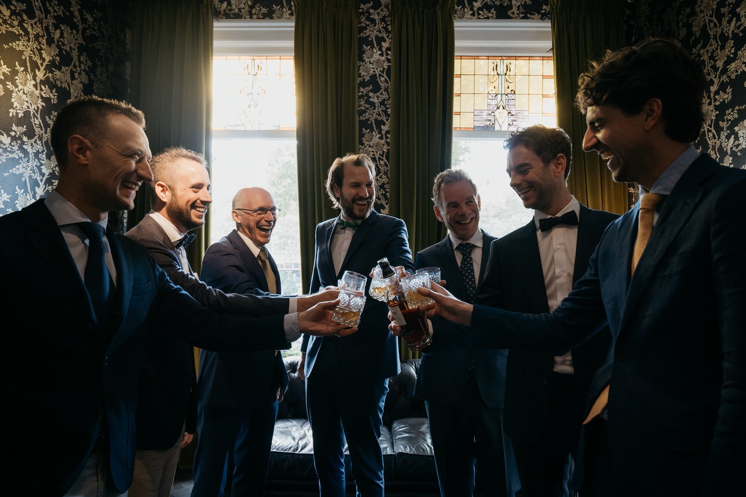 The Groom and his best men photographed by mark hadden Amsterdam wedding photographer