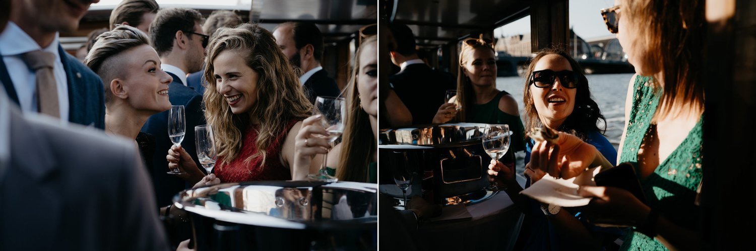 lovely wedding reception on a boat in amsterdam by mark hadden photography