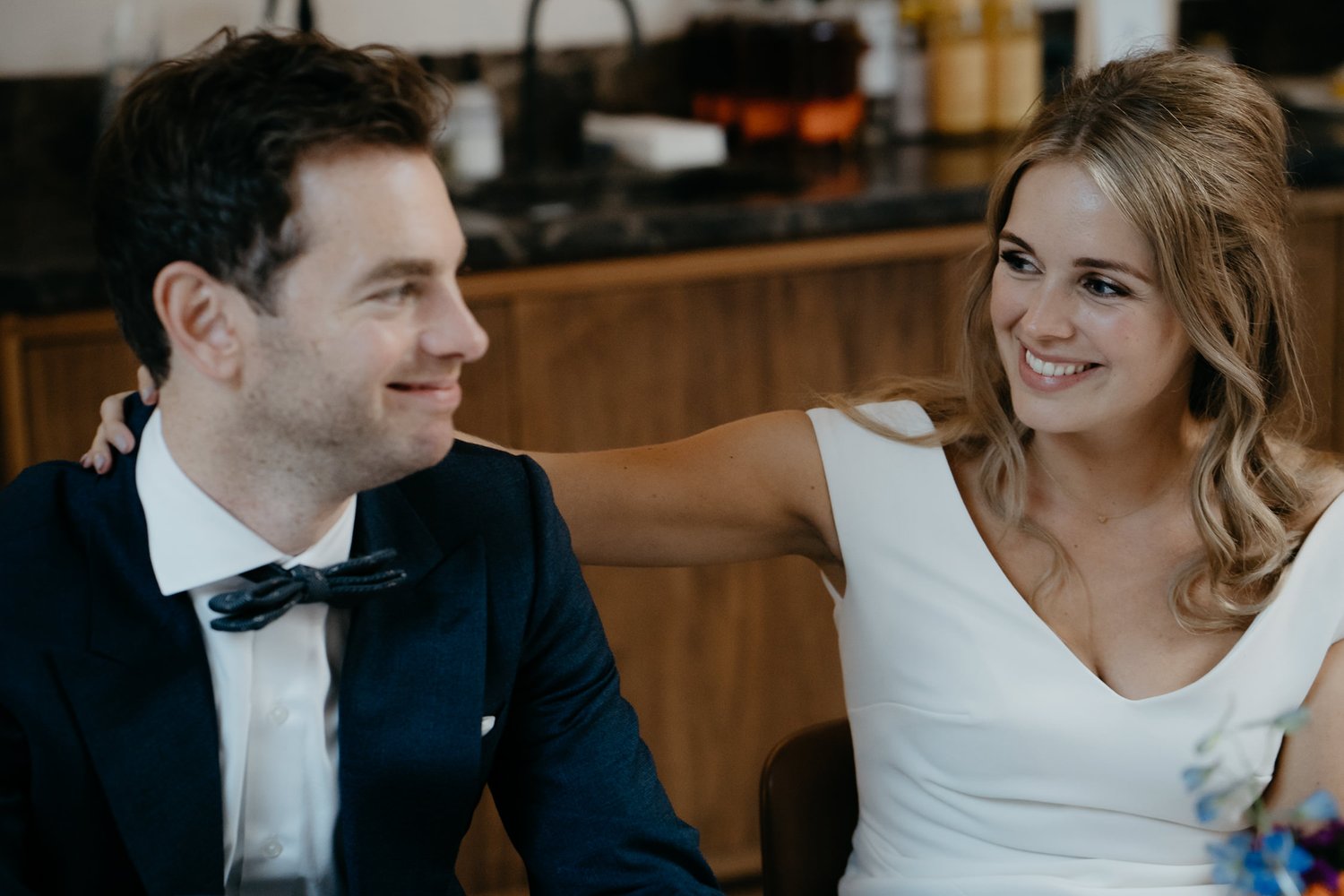 photograph of the Bride and Groom during their wedding reception