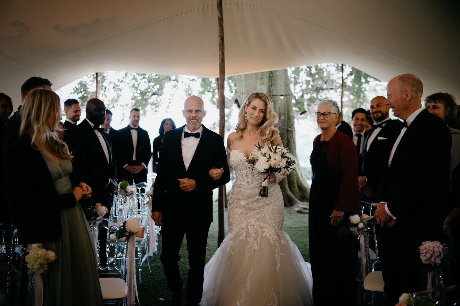 Michelle Jethro-073 - bride walking down the aisle with father at outdoor wedding ceremony.jpg