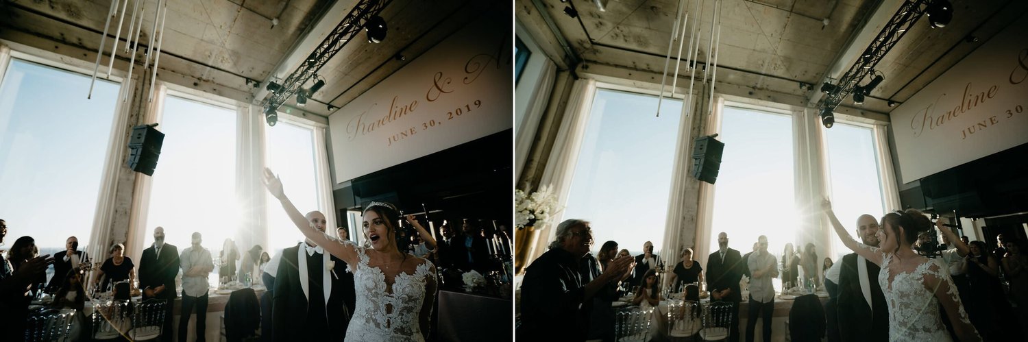 Kareline_Amir_352copy - Bride and groom dancing and celebrating with guests at wedding reception in a'dam tower, amsterdam.jpg